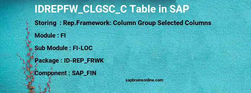 SAP IDREPFW_CLGSC_C table
