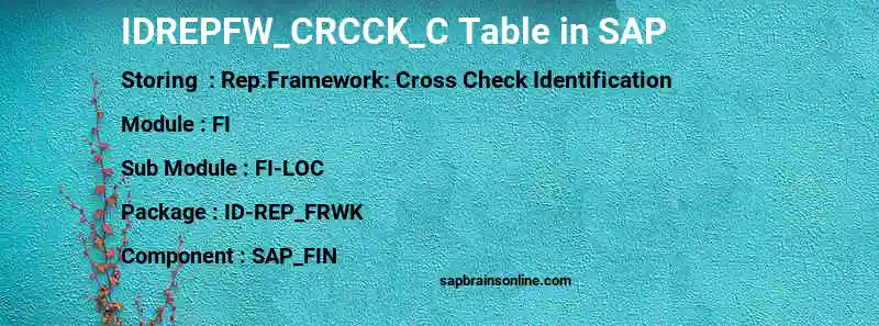 SAP IDREPFW_CRCCK_C table