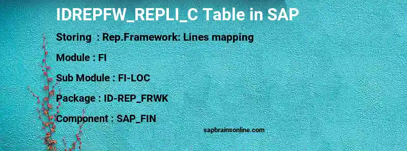 SAP IDREPFW_REPLI_C table