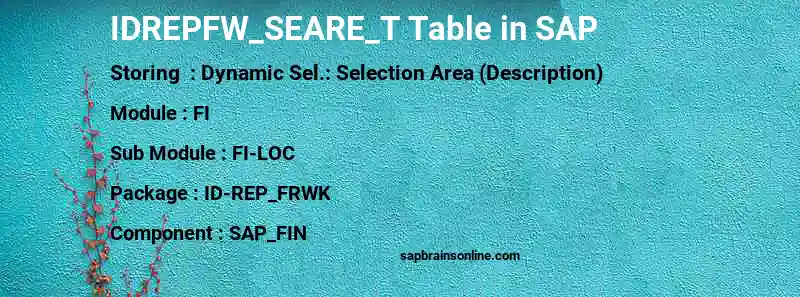 SAP IDREPFW_SEARE_T table