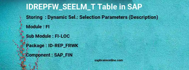 SAP IDREPFW_SEELM_T table