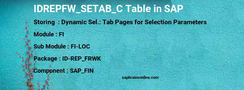SAP IDREPFW_SETAB_C table
