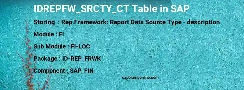 SAP IDREPFW_SRCTY_CT table