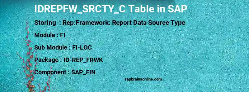 SAP IDREPFW_SRCTY_C table