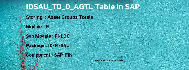 SAP IDSAU_TD_D_AGTL table