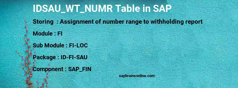 SAP IDSAU_WT_NUMR table