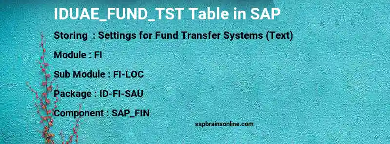 SAP IDUAE_FUND_TST table
