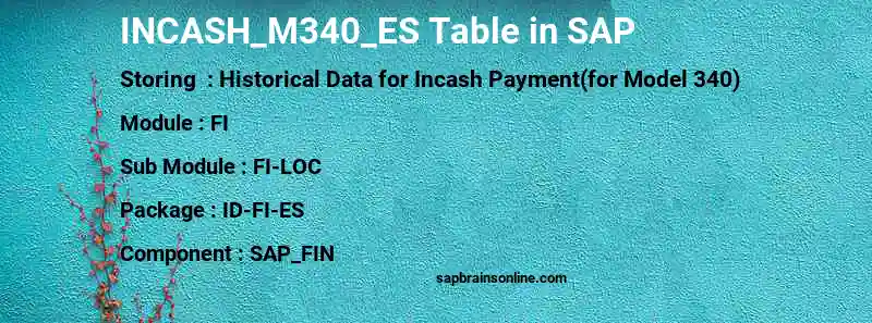 SAP INCASH_M340_ES table