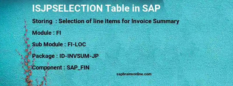 SAP ISJPSELECTION table