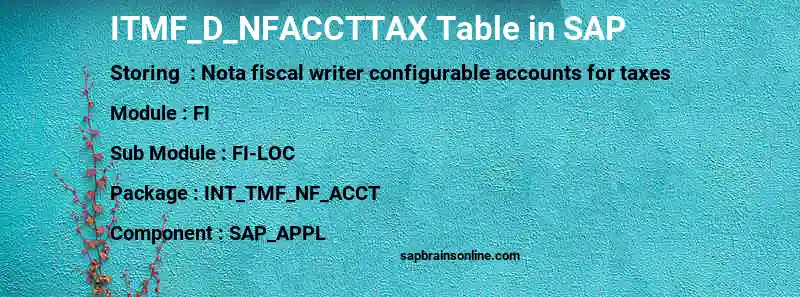 SAP ITMF_D_NFACCTTAX table