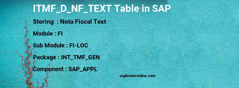 SAP ITMF_D_NF_TEXT table