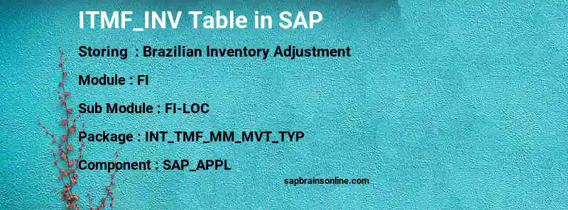 SAP ITMF_INV table