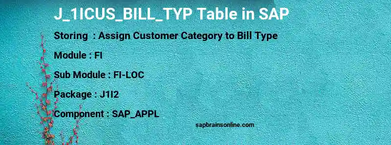 SAP J_1ICUS_BILL_TYP table