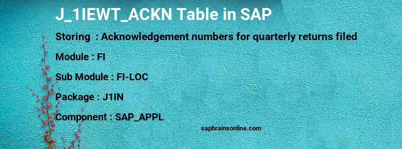 SAP J_1IEWT_ACKN table