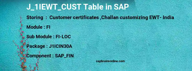 SAP J_1IEWT_CUST table