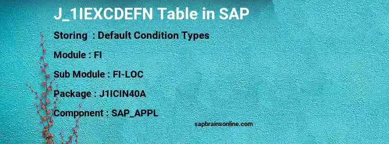 SAP J_1IEXCDEFN table