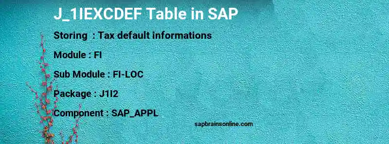 SAP J_1IEXCDEF table