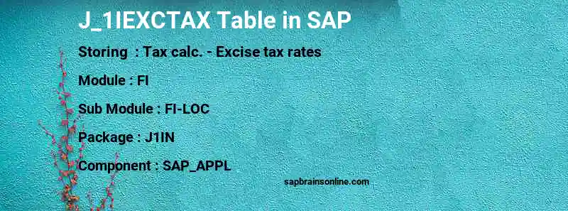 SAP J_1IEXCTAX table