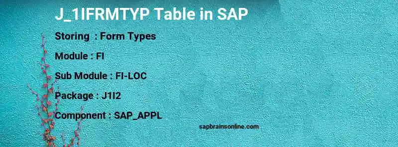 SAP J_1IFRMTYP table