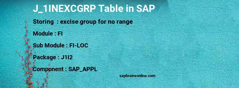 SAP J_1INEXCGRP table
