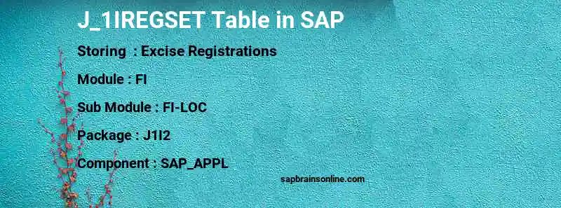 SAP J_1IREGSET table