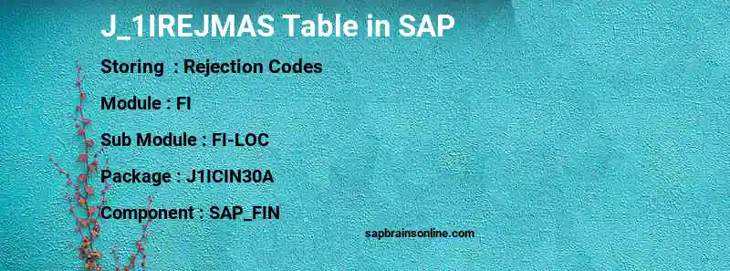 SAP J_1IREJMAS table