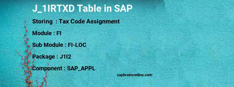 SAP J_1IRTXD table