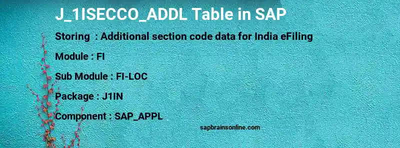 SAP J_1ISECCO_ADDL table