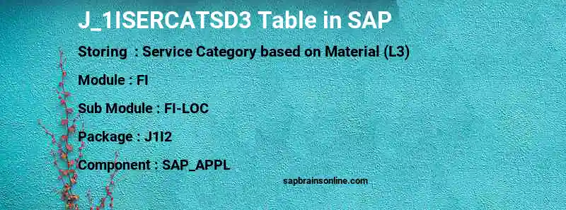 SAP J_1ISERCATSD3 table