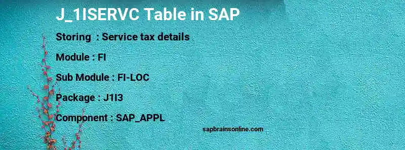 SAP J_1ISERVC table