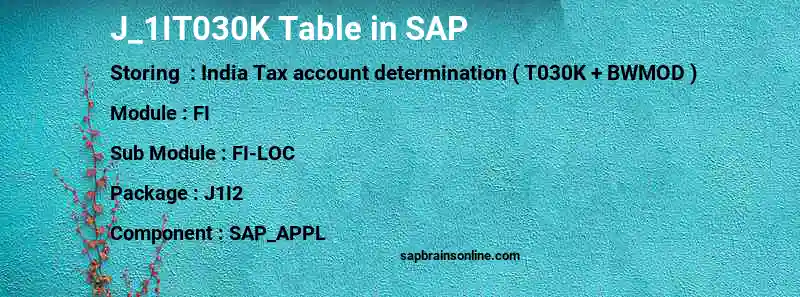 SAP J_1IT030K table