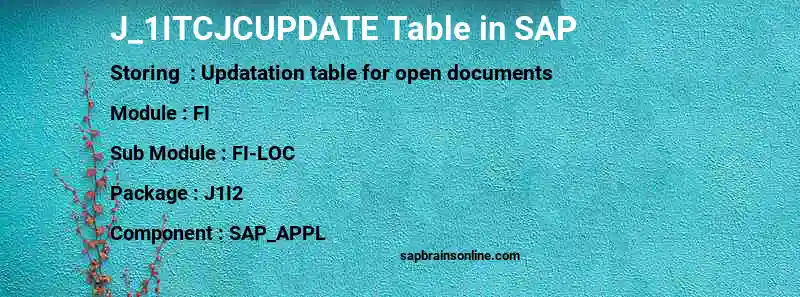 SAP J_1ITCJCUPDATE table