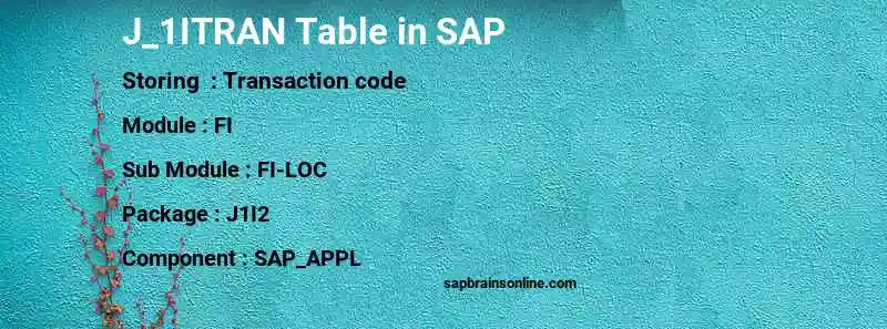 SAP J_1ITRAN table