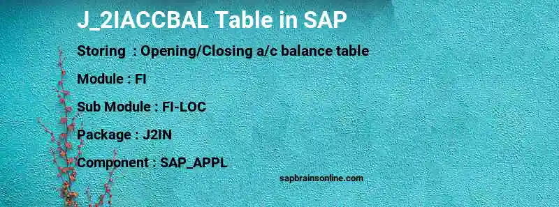 SAP J_2IACCBAL table