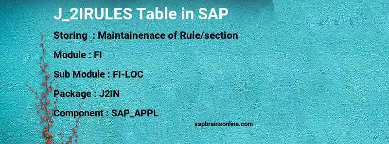SAP J_2IRULES table
