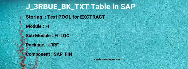 SAP J_3RBUE_BK_TXT table
