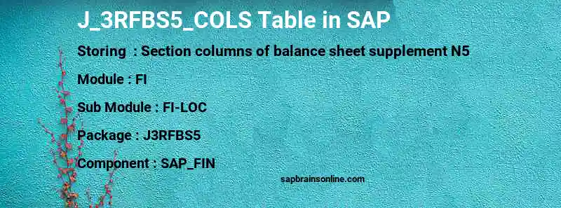 SAP J_3RFBS5_COLS table