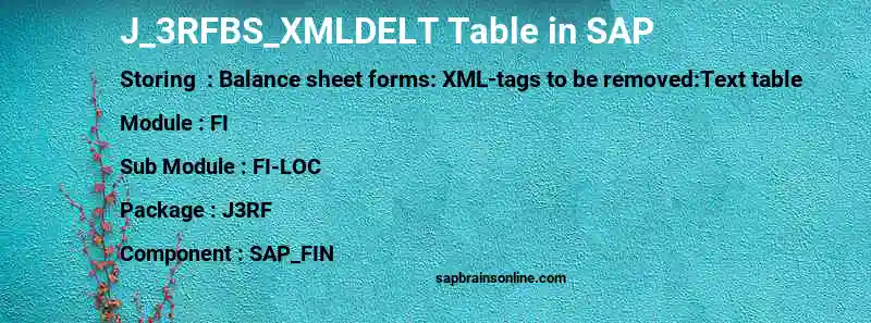 SAP J_3RFBS_XMLDELT table