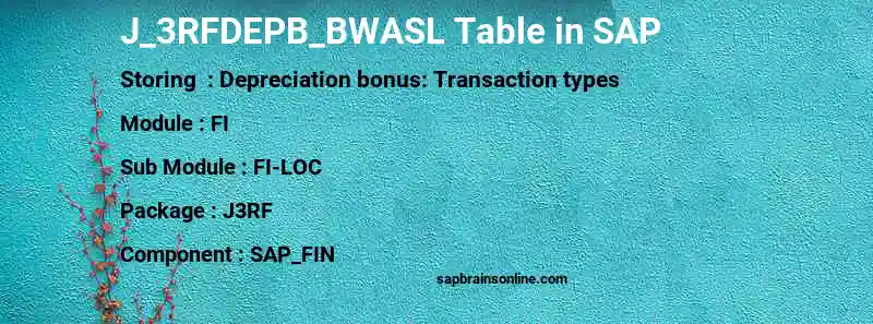 SAP J_3RFDEPB_BWASL table
