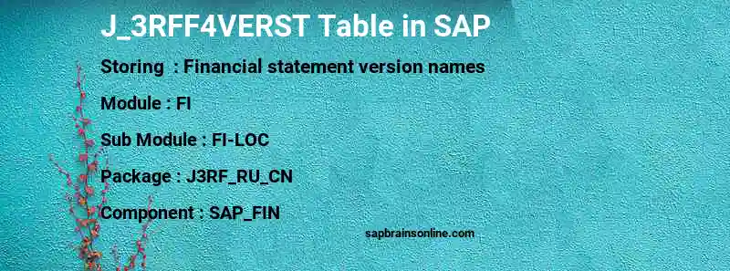 SAP J_3RFF4VERST table