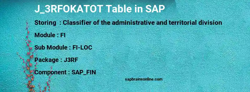SAP J_3RFOKATOT table