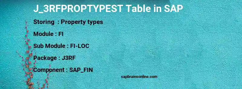 SAP J_3RFPROPTYPEST table