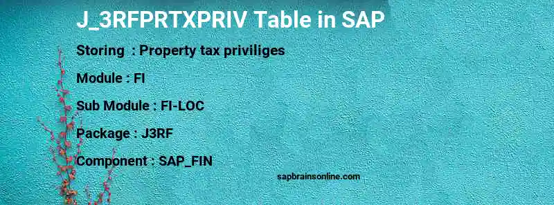 SAP J_3RFPRTXPRIV table