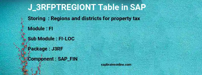 SAP J_3RFPTREGIONT table