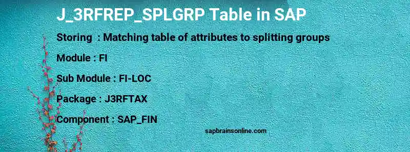 SAP J_3RFREP_SPLGRP table