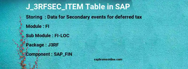 SAP J_3RFSEC_ITEM table