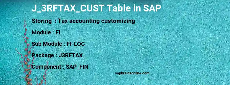 SAP J_3RFTAX_CUST table