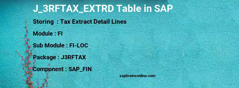 SAP J_3RFTAX_EXTRD table