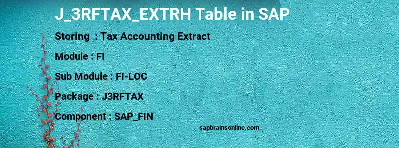 SAP J_3RFTAX_EXTRH table