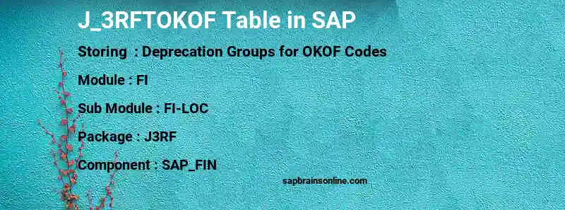 SAP J_3RFTOKOF table